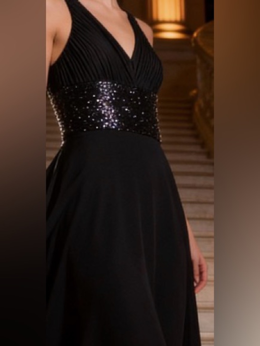 JS Boutique Jersey knit beaded gown. Formal classic elegant.